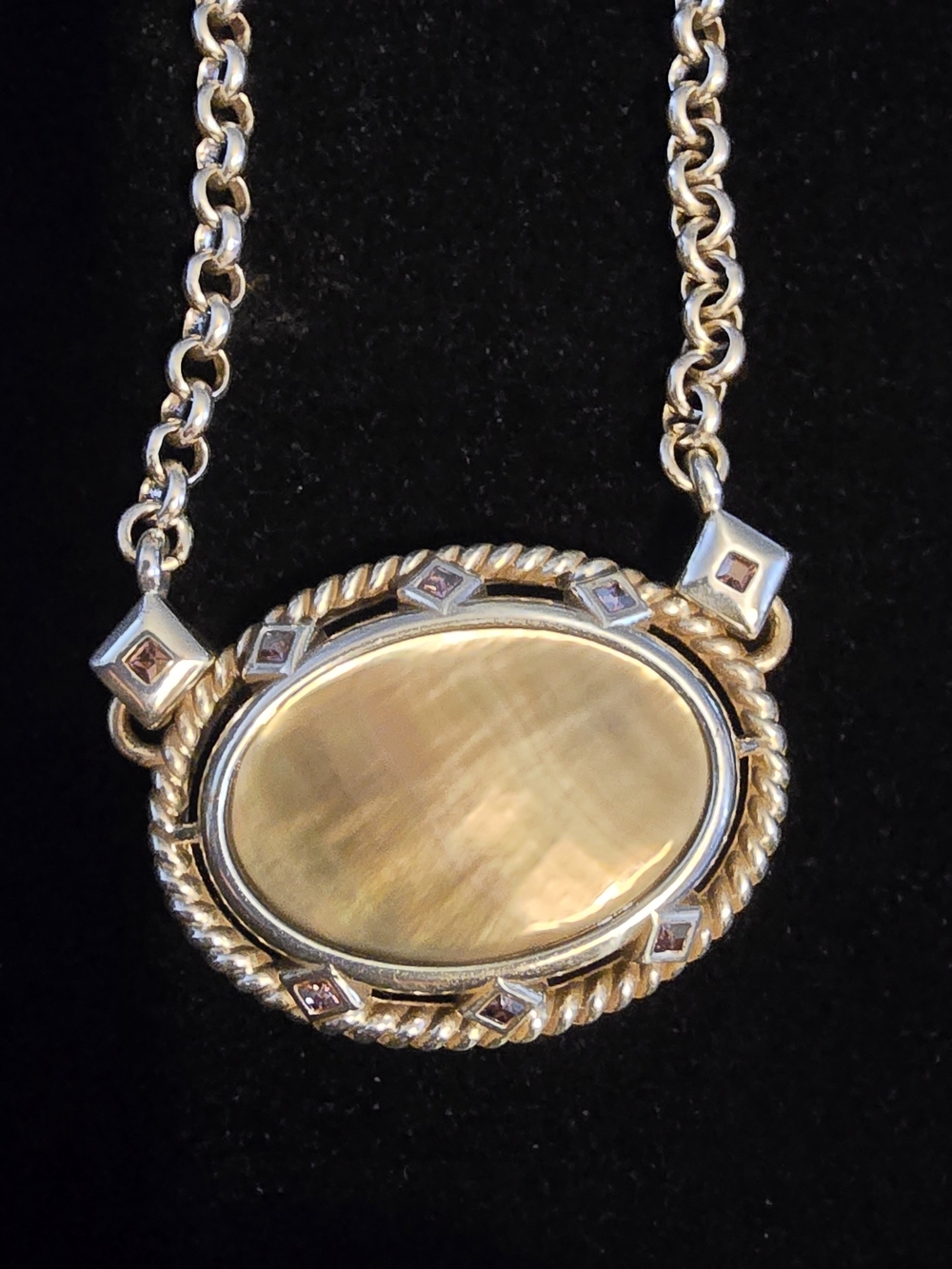Retired Brighton convertible central genuine oval Tigers Eye Cabocho